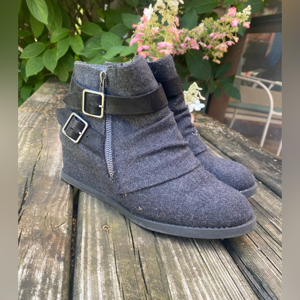 Maurices Gray Wedge Ankle Boots